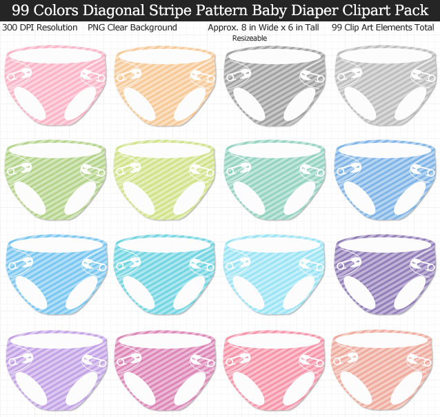 Love these rainbow striped baby diaper clipart! Prints large and perfect for my baby shower decorations. 99 colors!