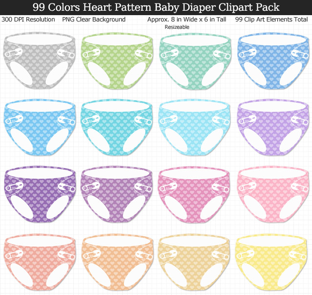 Love these rainbow heart pattern baby diaper clipart! Prints large and perfect for my baby shower decorations. 99 colors!
