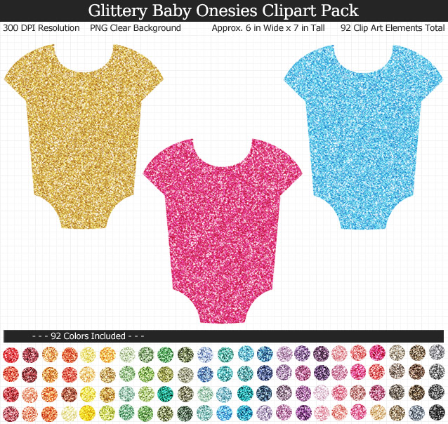 Glittery Baby Onesies Clipart Pack