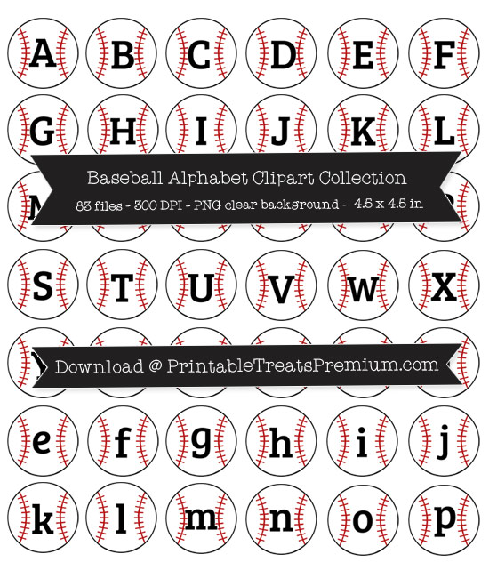 Printable Baseball Alphabet Letters, Numbers, Punctuation - DIY Baseball Party Banner