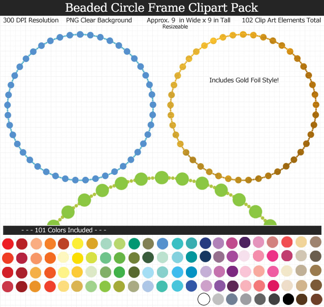 Beaded Circle Frames Clipart Pack