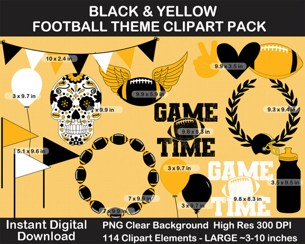 Love these black and yellow football clipart for football season! Go Steelers!