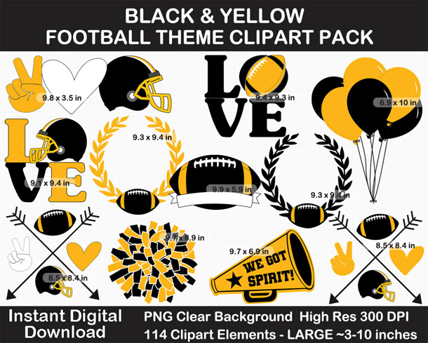 Love these black and yellow football clipart for football season! Go Steelers!