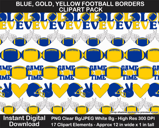 Love these fun blue, gold, and yellow football borders for scrapbooks, signs, and bulletin boards. Go Rams!