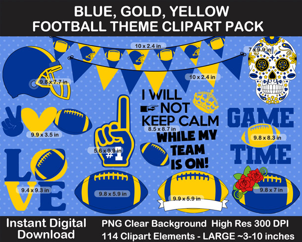 Free Blue, Gold, Yellow Football Laurel Wreath Printable - Go Rams!