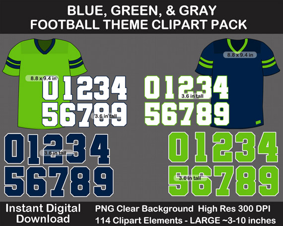Love these fun blue, green, and gray football theme clipart pack!