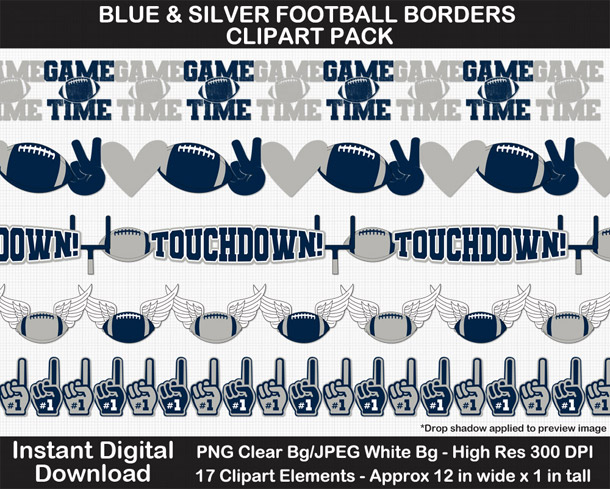 Love these fun blue and silver football borders for scrapbooks, signs, and bulletin boards. Go Cowboys!
