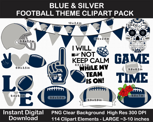 Love these fun Blue and Silver Football Theme Clipart - Letters, Numbers, Punctuation - Go Cowboys!