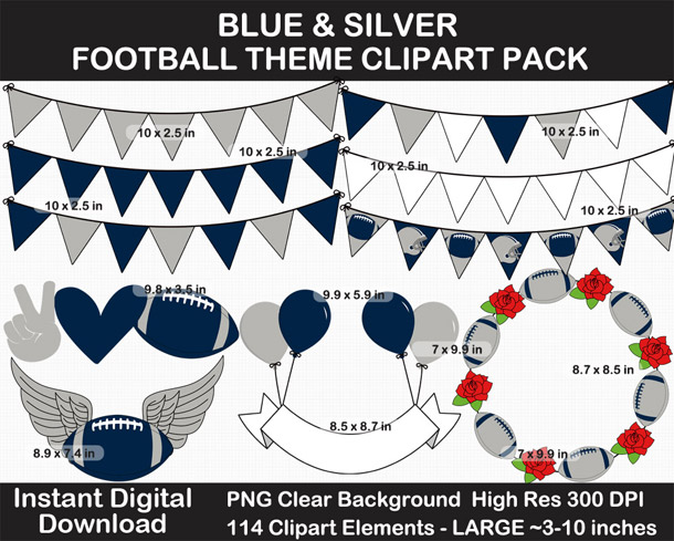 Love these fun Blue and Silver Football Theme Clipart - Letters, Numbers, Punctuation - Go Cowboys!