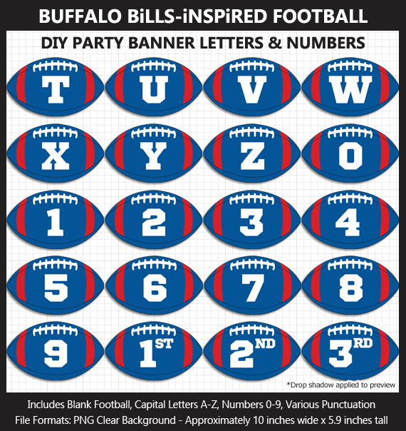 Love these fun Buffalo Bills Football clipart for game day decoration - Letters, Numbers, Punctuation