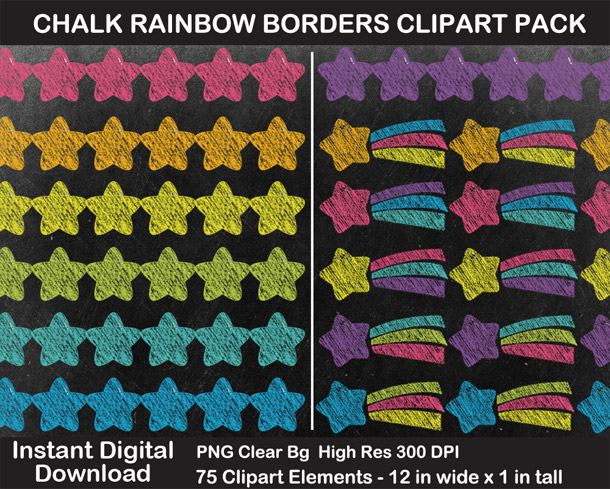 Love these fun chalkboard rainbow borders clipart!