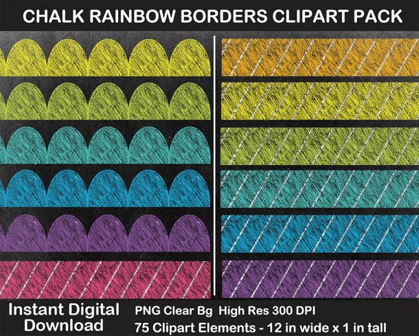 Love these fun chalkboard rainbow borders clipart!