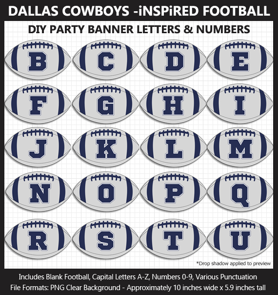 Love these fun Dallas Cowboys Football clipart for game day decoration - Letters, Numbers, Punctuation