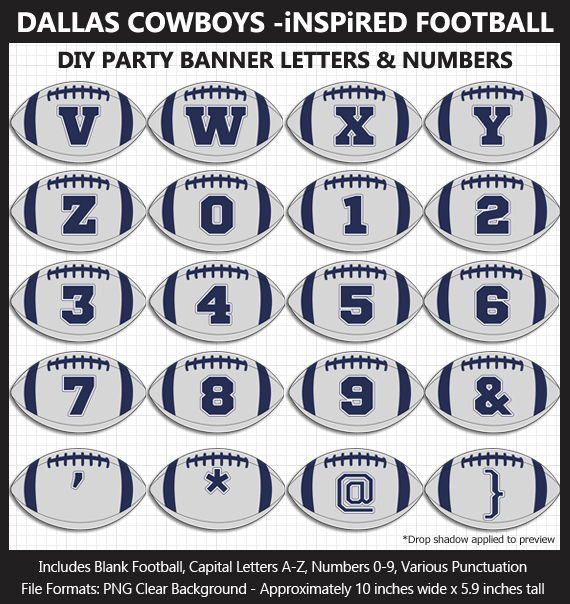 Love these fun Dallas Cowboys Football clipart for game day decoration - Letters, Numbers, Punctuation