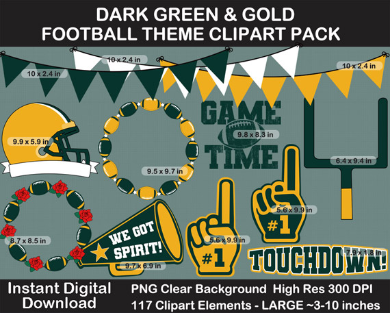 Love these dark green and gold football clipart for football season! Go Packers!