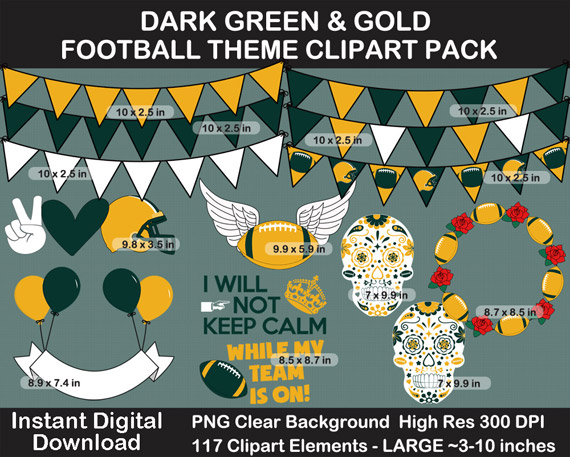 Love these dark green and gold football clipart for football season! Go Packers!