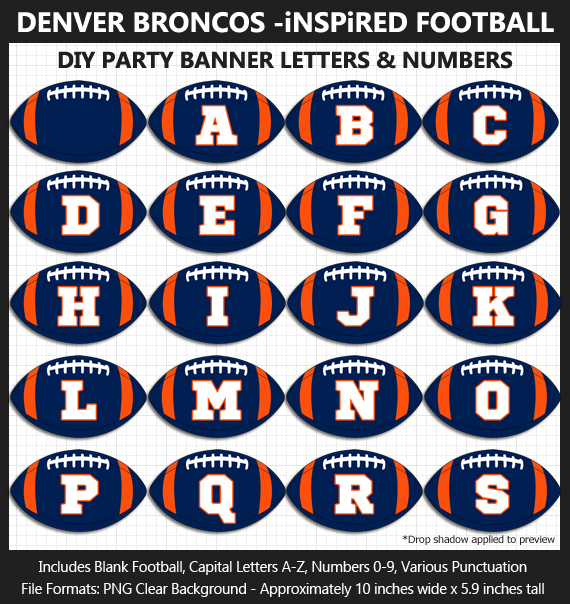 Love these fun Denver Broncos Football clipart for game day decoration - Letters, Numbers, Punctuation