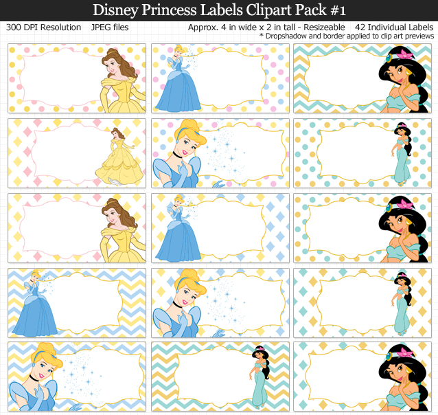 Disney Princess Labels Clipart Pack