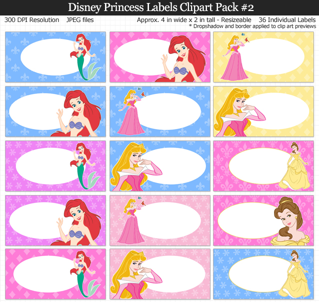 Disney Princess Labels Clipart Pack