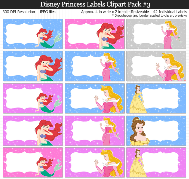 Disney Princess Labels Clipart Pack