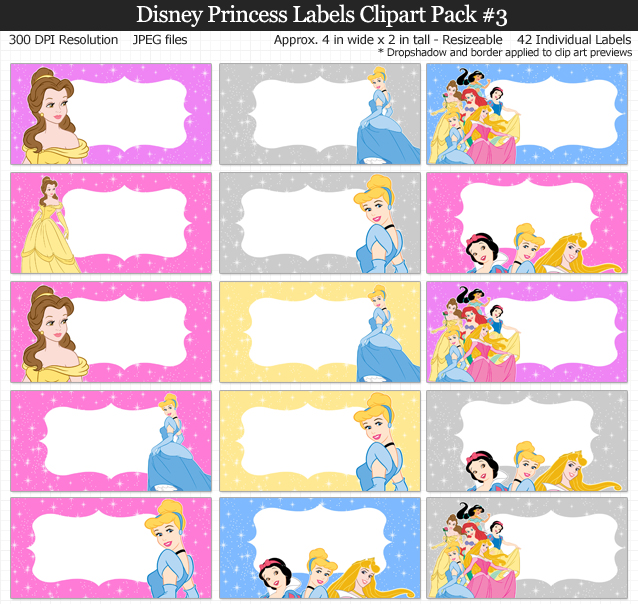 Disney Princess Labels Clipart Pack