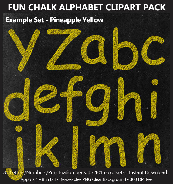 Love these cute fun chalk alphabet clip art for birthday banners and classroom decoration - Letters and Numbers Punctuation