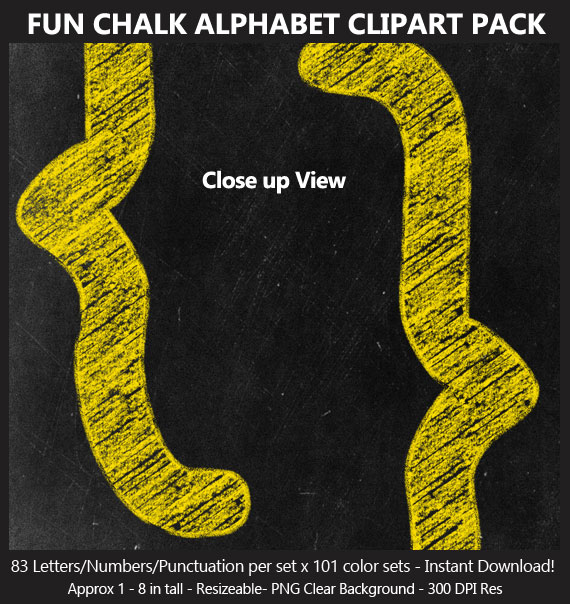 Love these cute fun chalk alphabet clip art for birthday banners and classroom decoration - Letters and Numbers Punctuation