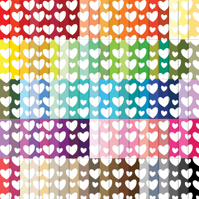 100 Colors Hearts Digital Paper Pack