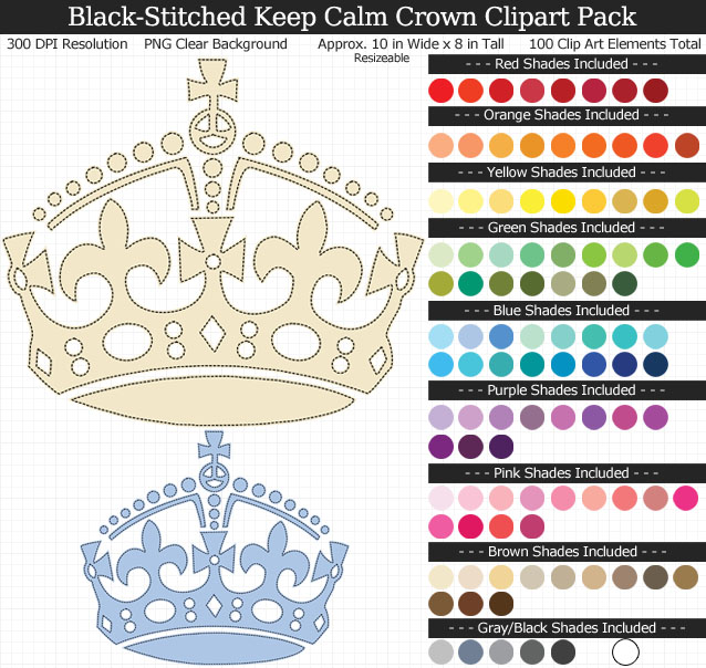 Keep Calm Crowns Clipart Pack