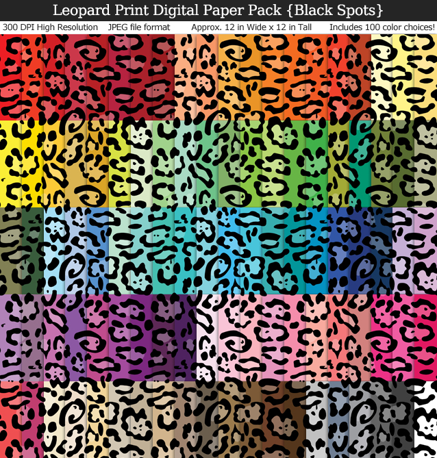 Leopard Print Digital Paper Pack - 100 Colors!