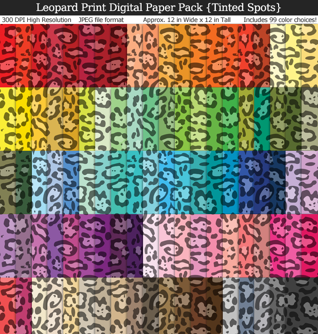 Tinted Leopard Print Digital Paper Pack - 100 Colors!