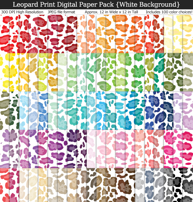 Leopard Print Digital Paper Pack - 100 Colors!