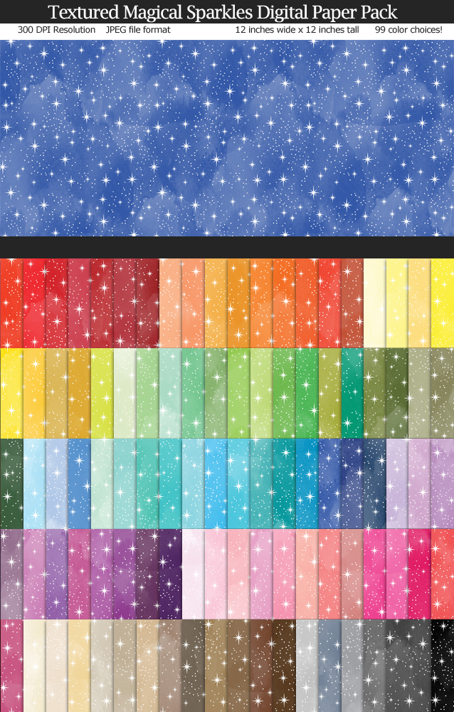 Love these fairytale magical sparkly digital papers! 99 colors 12x12 inches - Use for Scrapbook, Party Paper, Cards