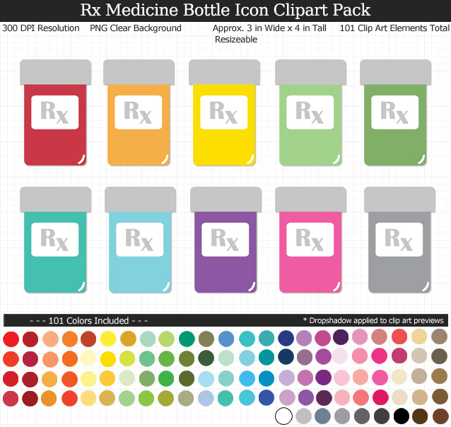 Love these rainbow medicine reminder clipart for my planner. 101 colors!