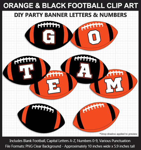 Love these fun Orange and Black Football clipart for game day decoration - Letters, Numbers, Punctuation - Go Bengals!