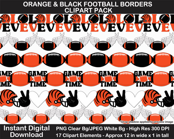 Love these fun orange and black football borders for scrapbooks, signs, and bulletin boards. Go Bengals!