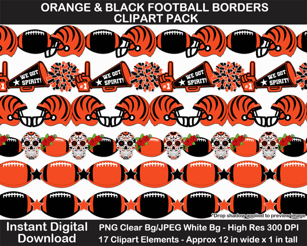 Love these fun orange and black football borders for scrapbooks, signs, and bulletin boards. Go Bengals!