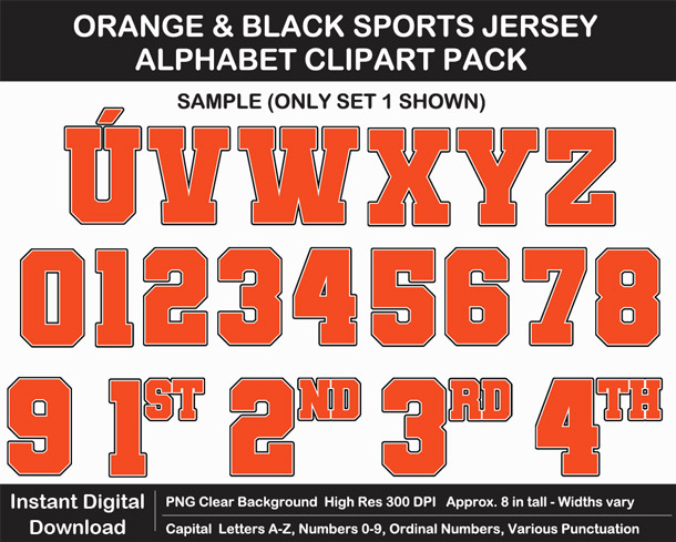 Love these fun Orange and Black Sports Jersey Alphabet Clipart for Sign Making - Letters, Numbers, Punctuation - Go Bengals!