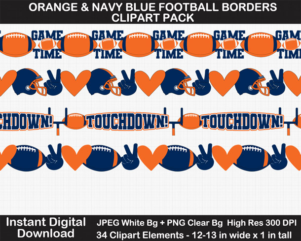 Love these fun orange and navy blue football borders. Go Broncos!