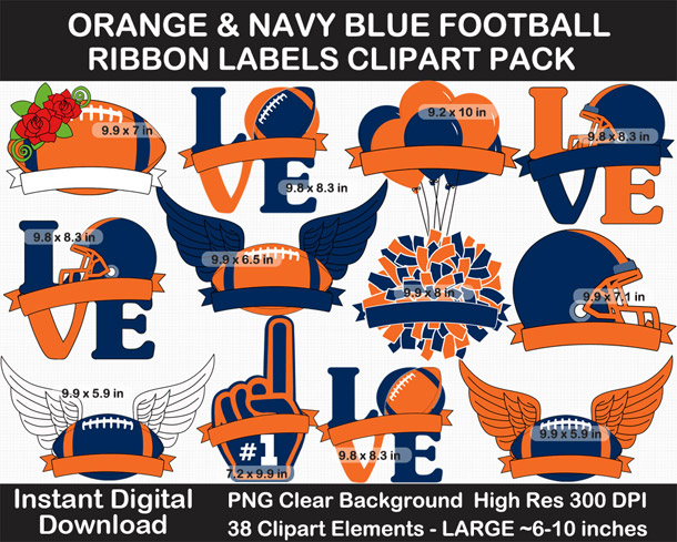 Love these fun Orange and Navy Blue Football Ribbon Labels - Go Broncos!