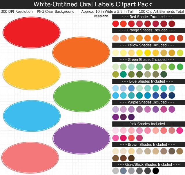 White-Outlined Oval Labels Clipart Pack