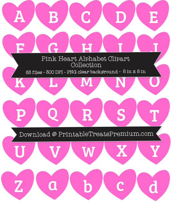 Pink Heart Alphabet Clipart Collection