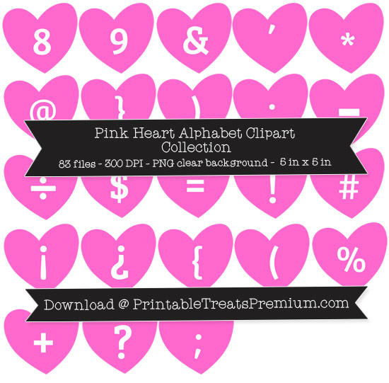 Pink Heart Alphabet Clipart Collection
