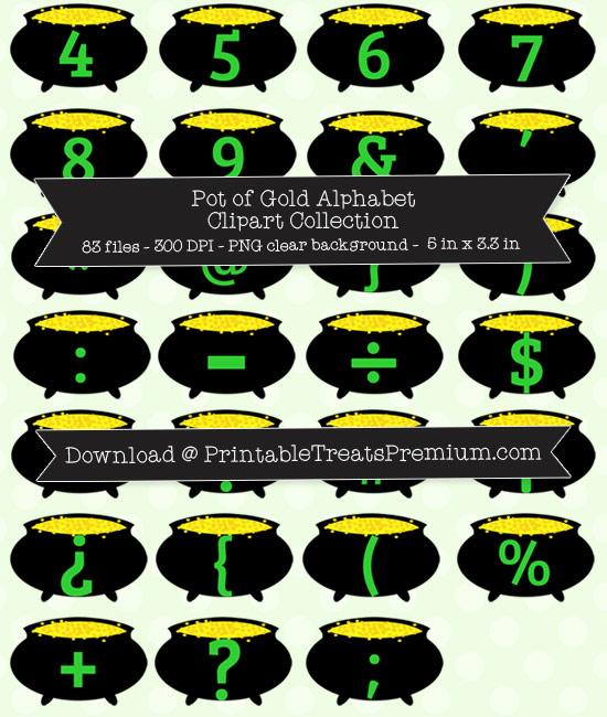 Pot of Gold Alphabet Clipart Collection