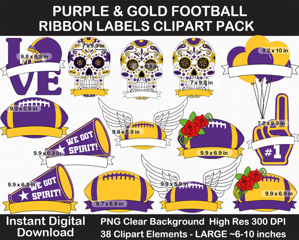 Love these fun Purple and Gold Football Ribbon Labels - Go Vikings!