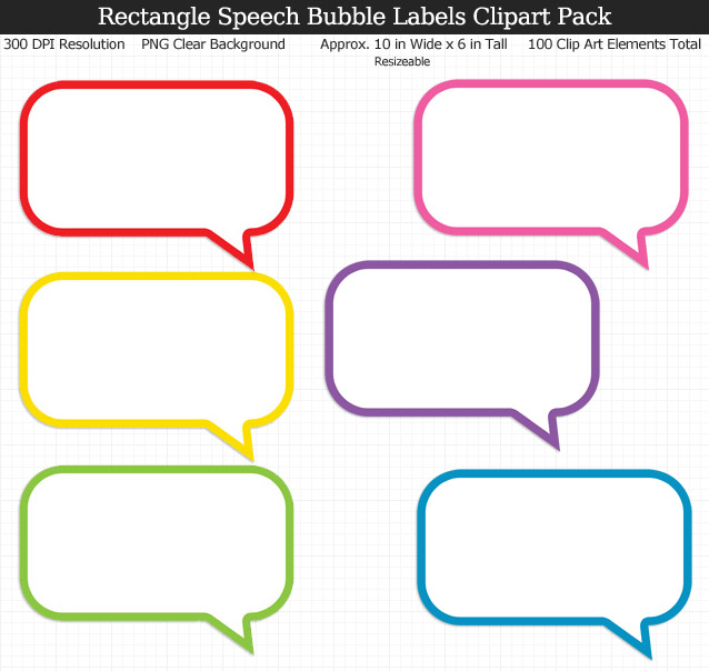 Rectangle Speech Bubbles Labels Clipart Pack