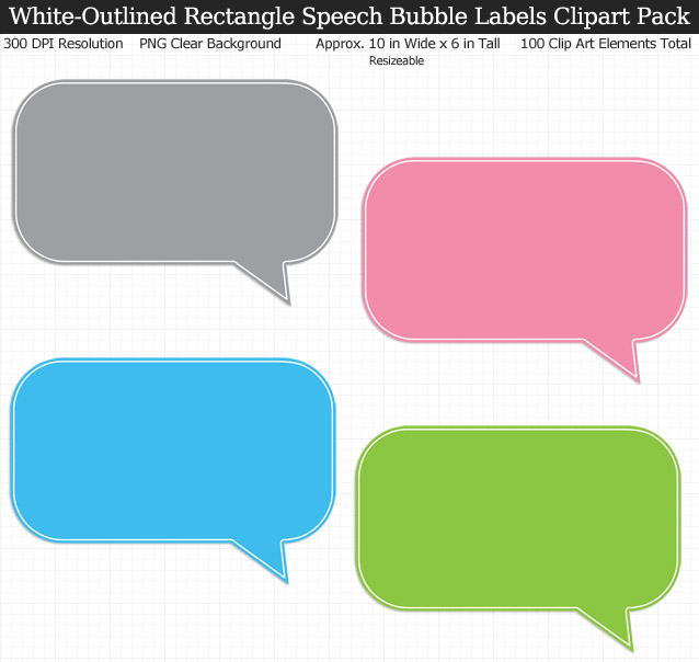Rectangle Speech Bubbles Labels Clipart Pack