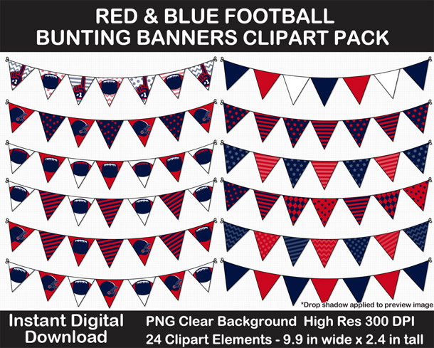Love these fun Red and Blue Football Theme Bunting Banner Clipart - Go Texans!