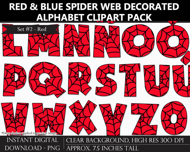 Spider-man-Inspired Alphabet Clipart - Letters, Numbers, Punctuation
