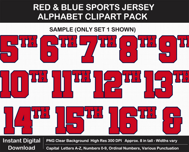 Love these fun Red and Blue Sports Jersey Alphabet Clipart for Sign Making - Letters, Numbers, Punctuation - Go Texans!